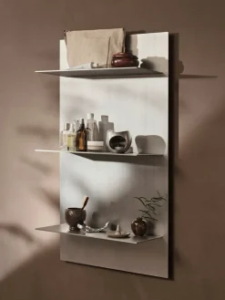 Ferm Living Lager wall shelf triple 55x100 cm, Aluminium Silver-coloured Best