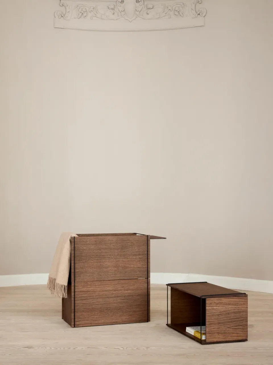 MOEBE Lid to storage box 28x60 cm, Smoked oak Brown