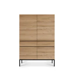 Ethnicraft Ligna cabinet, Oiled oak-Black steel Beige Outlet