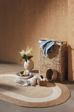 Dixie Lily laundry basket, Nature, water hyacinth, braided Beige Clearance