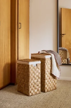Dixie Lily rectangular laundry basket, 2 pieces, Natural Beige Discount
