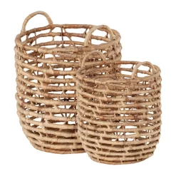 Dixie Lily storage baskets U-shape open twist 2 pieces, Natural Beige New