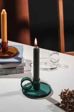 Muurla Loop candle holder Ø11 cm, Teal Green Sale