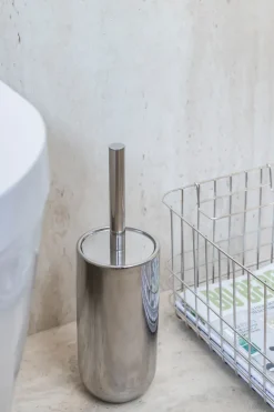 Mette Ditmer Lotus ceramic toilet brush, Chrome Silver-coloured Clearance