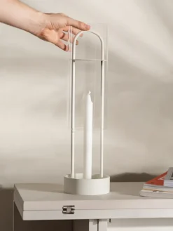 Design House Stockholm Lotus hurricane lantern, white Transparent New