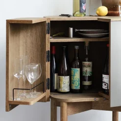 Northern Loud bar cabinet on wheels, Smoked oak BrownSilver-coloured Outlet