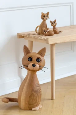Spring Copenhagen Lucky cat decoration 42 cm, Oak-maple Beige Best
