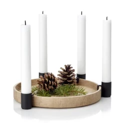 Applicata Luna candleholder, oak-black BrownBlack New