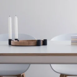 Applicata Luna candleholder, oak-black BrownBlack New