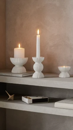 Lyngby Porcelæn Lyngby Tura tealight holder Ø8 cm, White Outlet
