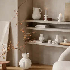 Lyngby Porcelæn Lyngby Tura tealight holder Ø8 cm, White Outlet