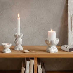 Lyngby Porcelæn Lyngby Tura tealight holder Ø8 cm, White Outlet