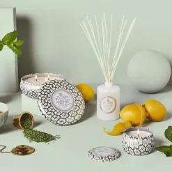 Voluspa Maison Blanc Mini Tin scented 25 hours, Moroccan Mint Tea GreenWhite Clearance
