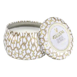 Voluspa Maison Blanc Mini Tin scented 25 hours, Suede Blanc BeigeGold-colouredWhite Online