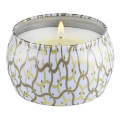 Voluspa Maison Blanc Mini Tin scented 25 hours, Suede Blanc BeigeGold-colouredWhite Online