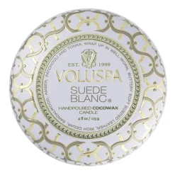Voluspa Maison Blanc Mini Tin scented 25 hours, Suede Blanc BeigeGold-colouredWhite Online