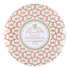 Voluspa Maison Blanc 3-wick Tin scented 40 hours, Saijo Persimmon Gold-colouredPinkWhite Outlet