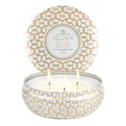 Voluspa Maison Blanc 3-wick Tin scented 40 hours, Italian Bellini OrangeWhite Outlet