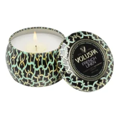 Voluspa Maison Noir Mini Tin scented 25 hours, French Linen Gold-colouredBlackTurquoise Discount