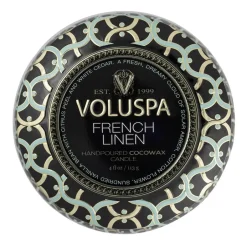 Voluspa Maison Noir Mini Tin scented 25 hours, French Linen Gold-colouredBlackTurquoise Discount