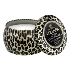 Voluspa Maison Noir Mini Tin scented 25 hours, Crisp Champagne Gold-colouredSilver-colouredBlack Outlet