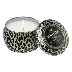 Voluspa Maison Noir Mini Tin scented 25 hours, Crisp Champagne Gold-colouredSilver-colouredBlack Outlet