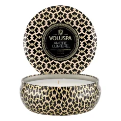 Voluspa Maison Noir 3-wick Tin scented 40 hours, Ambre Lumiere BeigeGold-colouredBlack Discount