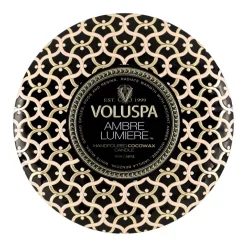 Voluspa Maison Noir 3-wick Tin scented 40 hours, Ambre Lumiere BeigeGold-colouredBlack Discount