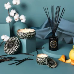 Voluspa Maison Noir 3-wick Tin scented 40 hours, French Linen Gold-colouredBlackTurquoise Discount