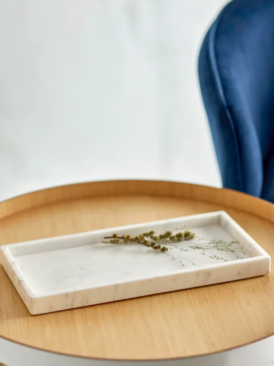 Bloomingville Majsa decorative tray 18x38 cm, marble White Clearance