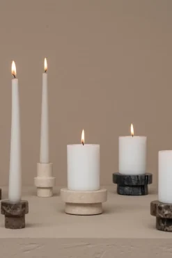 Mette Ditmer Marble candle holder for block candle 5 cm, Sand Beige Outlet