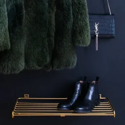 Maze shoe shelf, brass Gold-coloured Hot