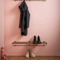 Maze shoe shelf L, brass Gold-coloured New