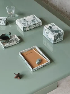 Ferm Living Mist storage box 15x20 cm, Emerald-off white Grey Online