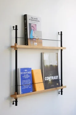 MOEBE magazine rack, Oak- Black Clearance