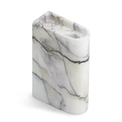Northern Monolith candle holder medium, Mixed marble White Clearance