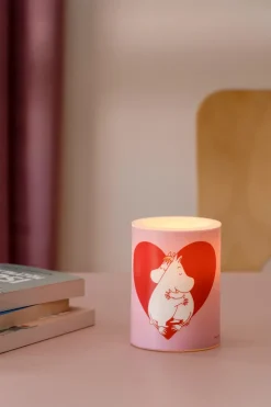 Muurla Moomin block candle LED 10 cm, Heart Pink Hot