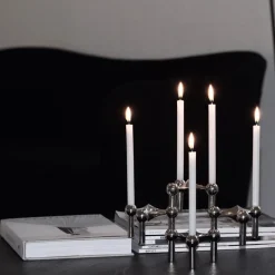 STOFF Nagel candle holder, chrome Silver-coloured Hot