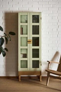 Källemo National Geographic bookcase, Light -oak base-brass Green