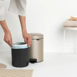 Brabantia New Icon pedal bin 5 liter, Metallic Gold BeigeGold-coloured Outlet
