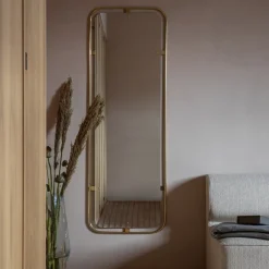Audo Copenhagen Nimbus mirror rectangular, Polished brass Gold-coloured