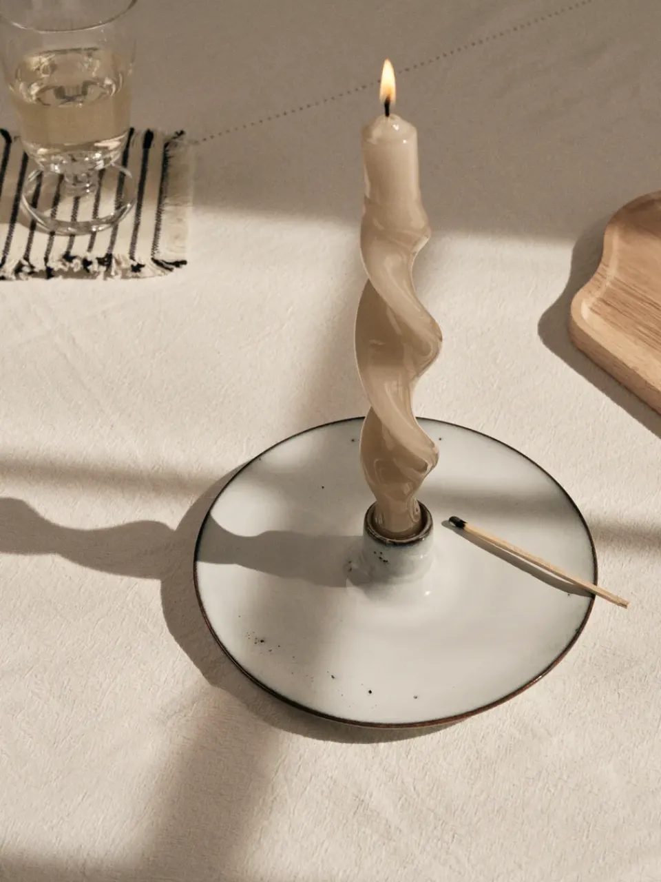 Broste Copenhagen Nordic Sand candlestick, Ø18 cm Beige Sale