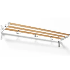 Essem Design Nostalgi hat shelf/ shoe shelf, oak, aluminum BrownSilver-coloured Best