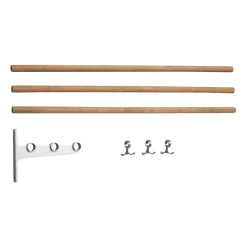 Essem Design Nostalgi inbuilt hat rack, shoe rack, Bamboo-aluminium BrownSilver-coloured Hot