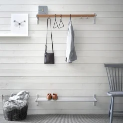 Essem Design Nostalgi Shoe or hat shelf, Aluminium, white stand Silver-coloured Discount
