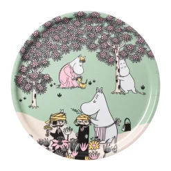 Moomin Arabia Omtanke Moomin tray, Ø35 cm Green New