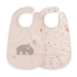 Done by deer Ozzo bibs with Velcro 2-pack, Powder Beige Hot