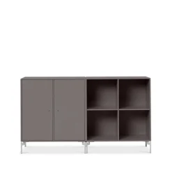 Montana Pair side table, Coffee 35, chrome legs Brown New