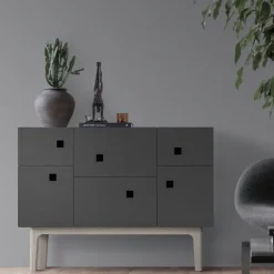 Zweed Peep C2 cabinet, Slate . White pigmented oak Grey Hot