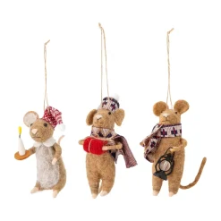 Bloomingville Peo Christmas ornament mouse 3 pieces, Brown Sale